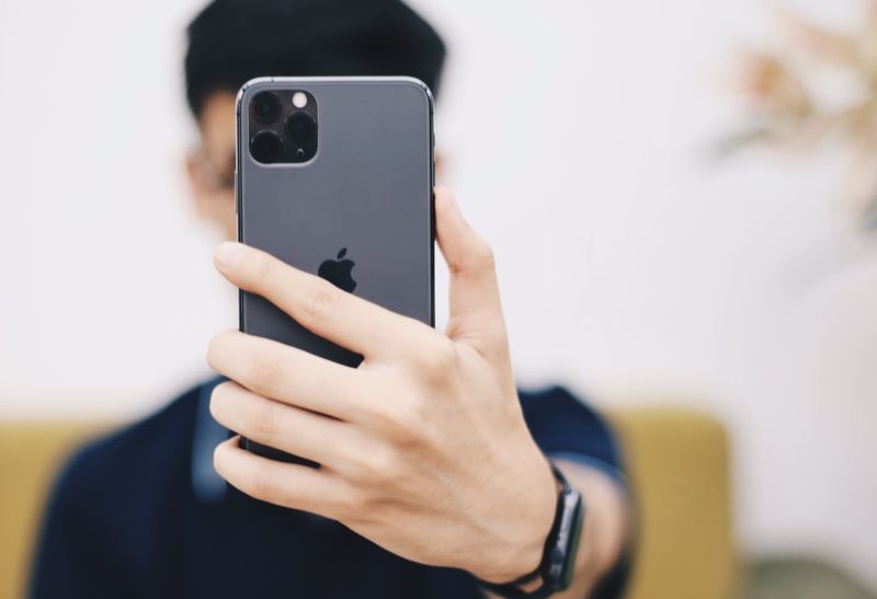 Taking a selfie using iPhone