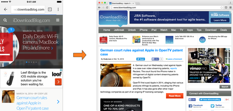 Chrome Handoff From iOS to Mac OS X