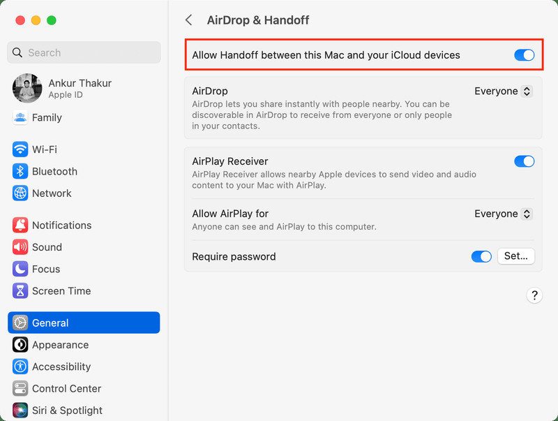 Autoriser le transfert entre ce Mac et vos appareils iCloud sur Mac