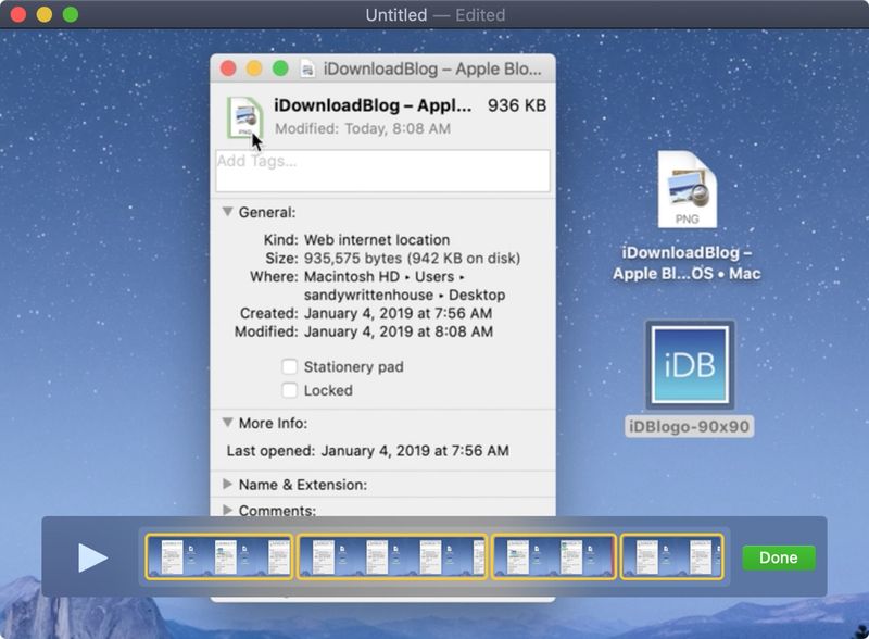 Clips fractionnés QuickTime Mac