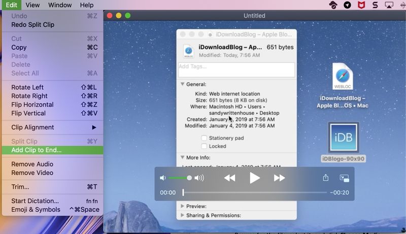 QuickTime Ajouter un clip pour terminer Mac