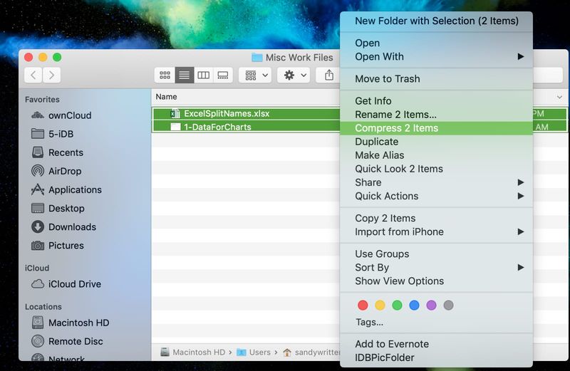 Compresser des éléments pour compresser des fichiers sur Mac