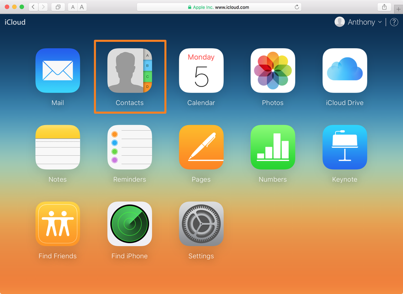 iCloud Website Contacts Web App