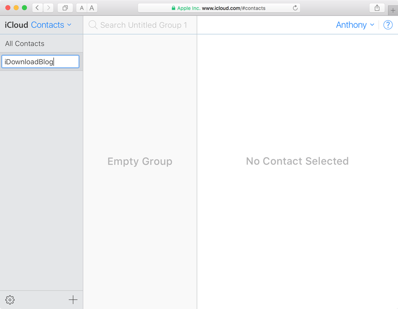 Create new Contacts Group Rename it