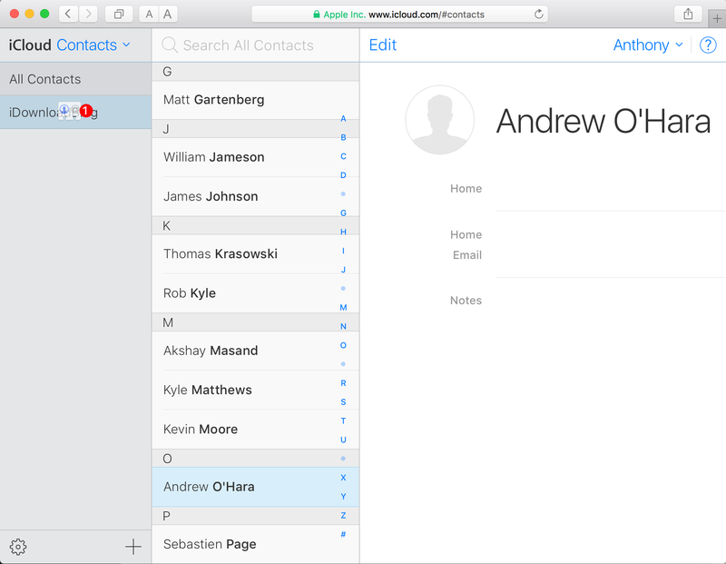 Drag Contact to New Contacts Group