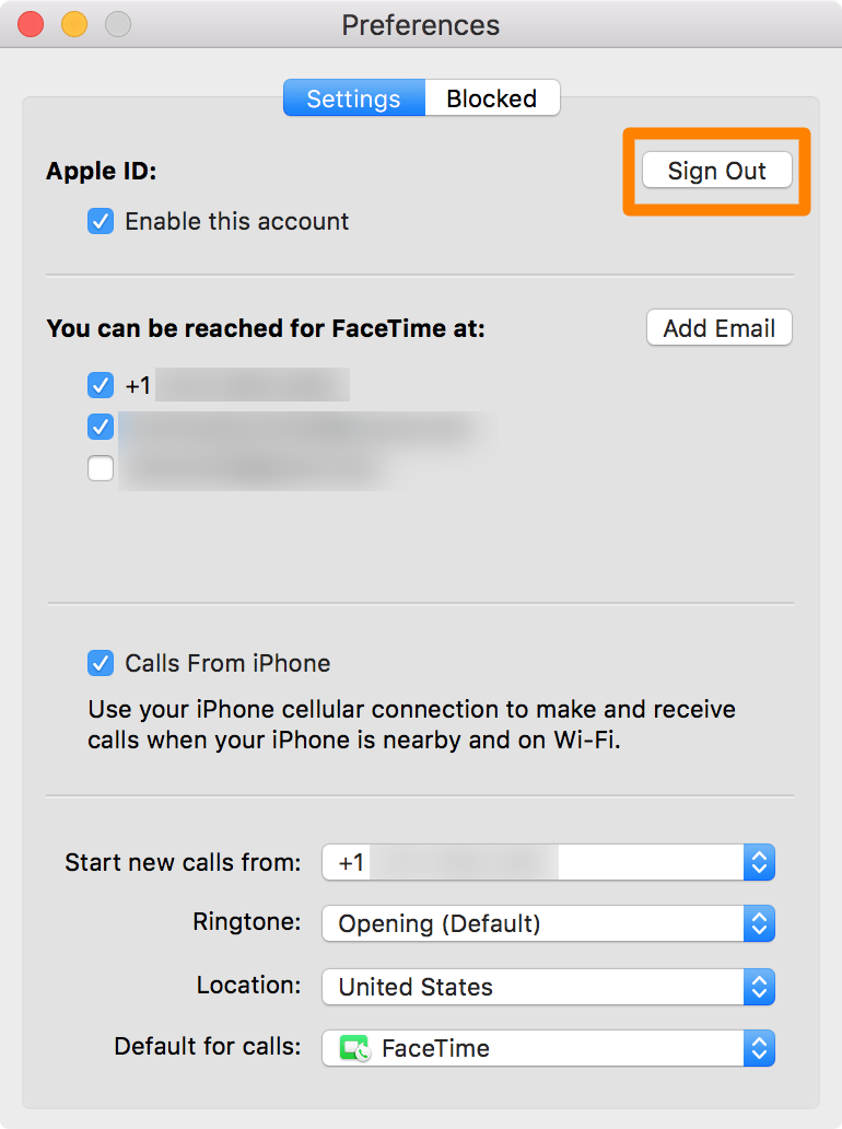Se déconnecter de Facetime sur Mac