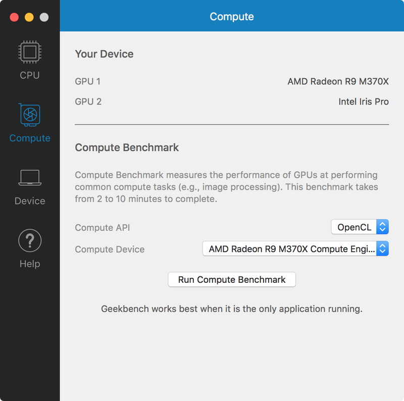 Geekbench compute benchmark