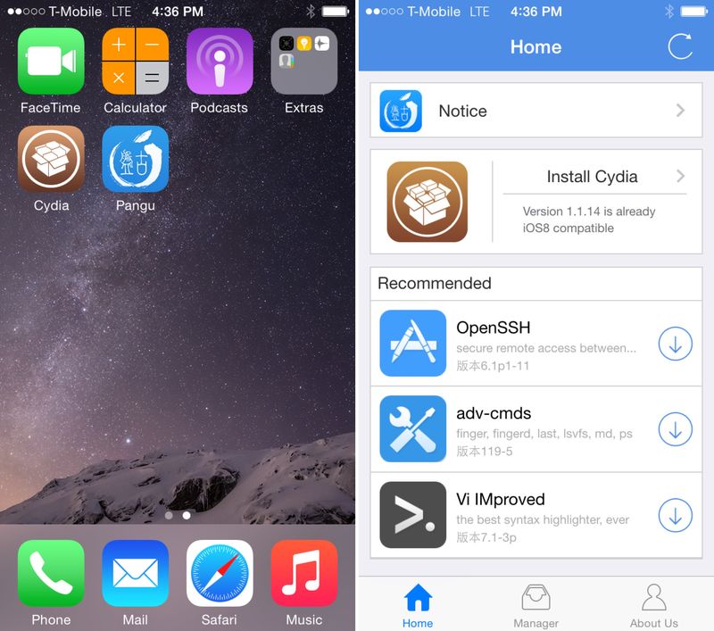 Cydia jailbreak iOS 8