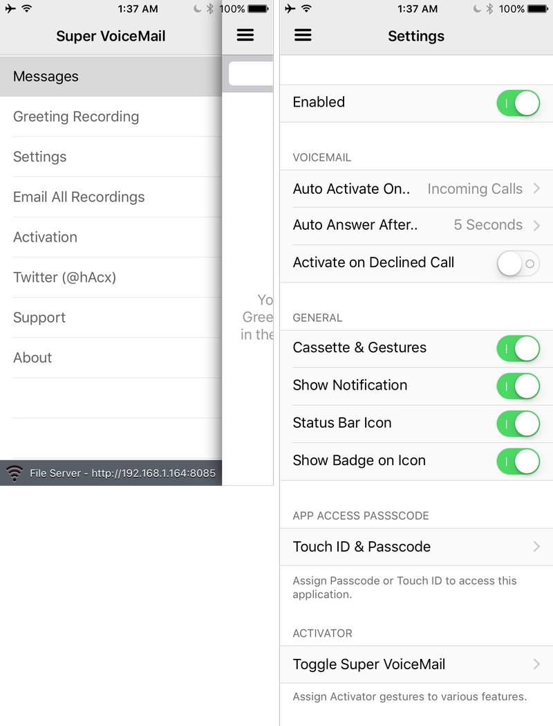 Super VoiceMail Settings