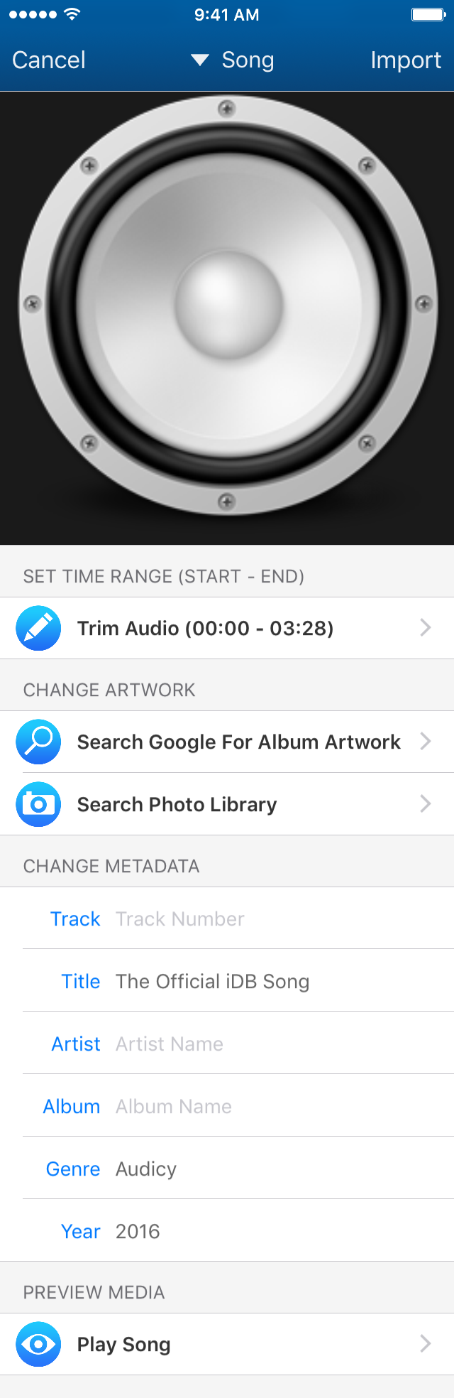 Audicy metadata editing