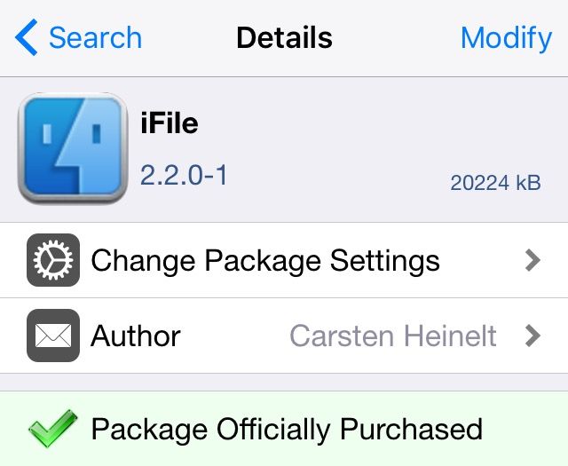 iFile installé Cydia