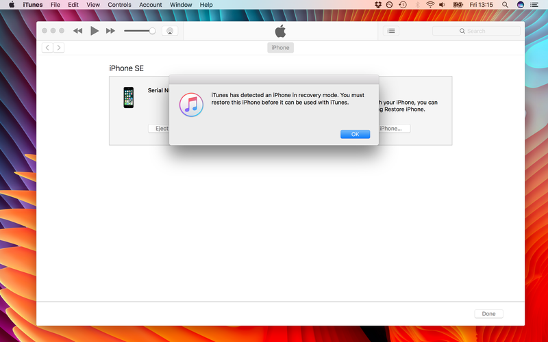 Rétrograder le mode de récupération iTunes