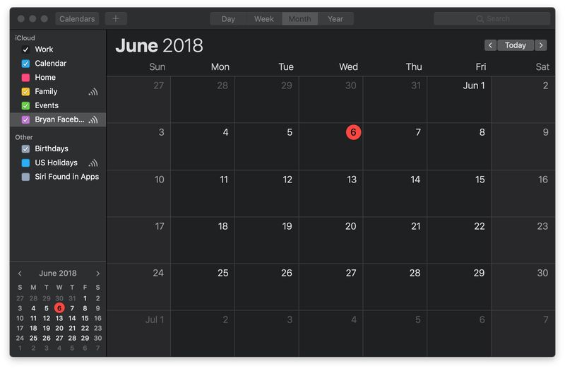 Calendar Dark Mode