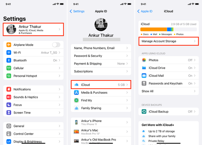 Gérer le stockage de compte pour iCloud sur iPhone