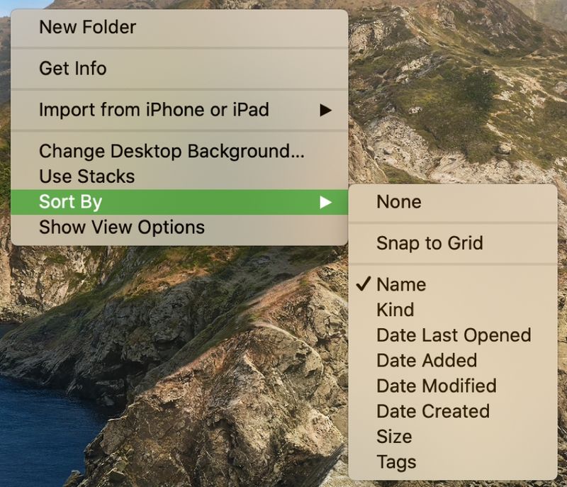 Trier par sur le bureau Mac