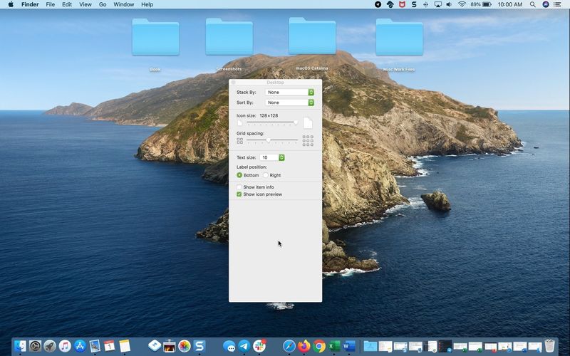 Grandes icônes Petit texte Bureau Mac