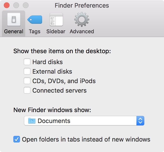 Finder General preferences