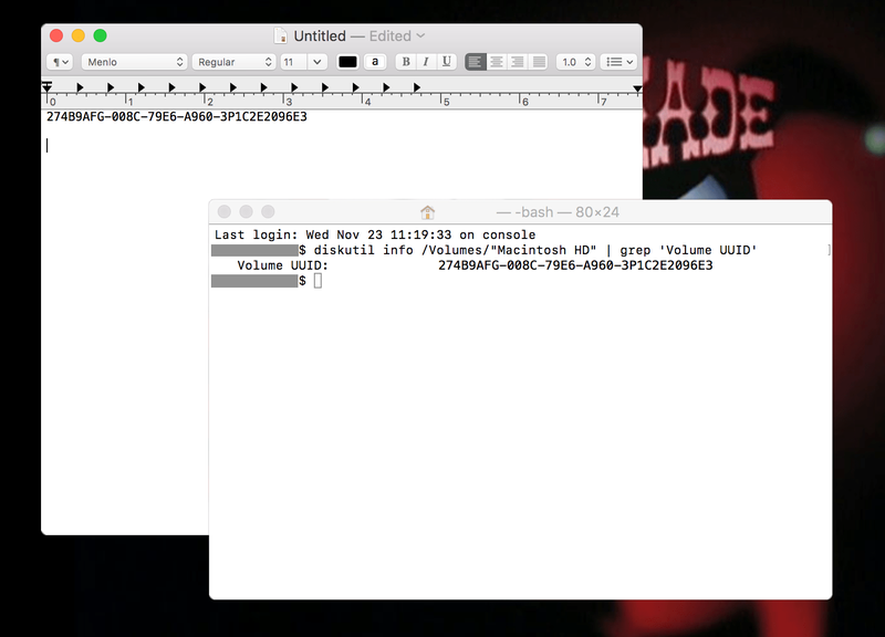 chaînes UUID de volume