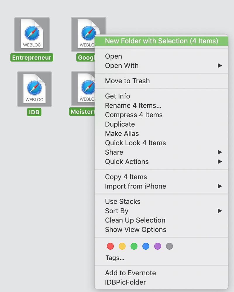 Déplacer les icônes vers un dossier sur le bureau Mac