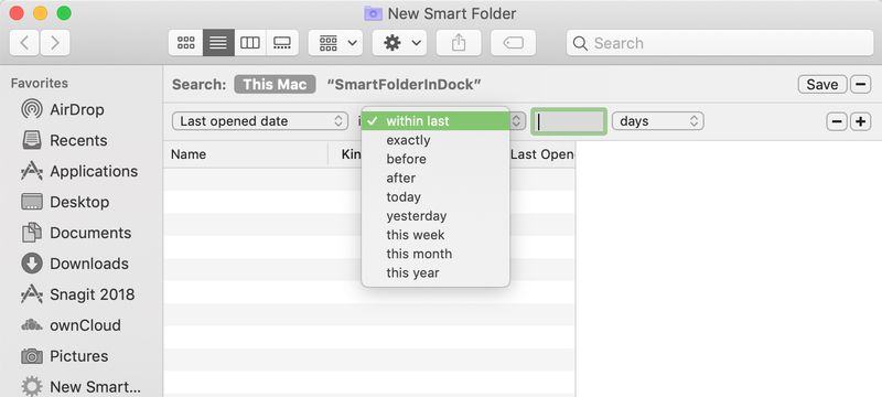 Select the Time Frame for Opened Items