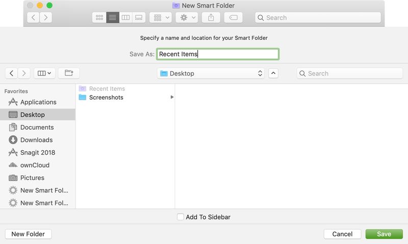 Name and Save the Smart Folder
