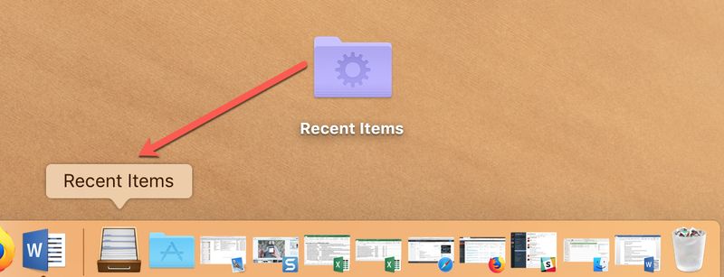 Drag recently opened files folder in Dock