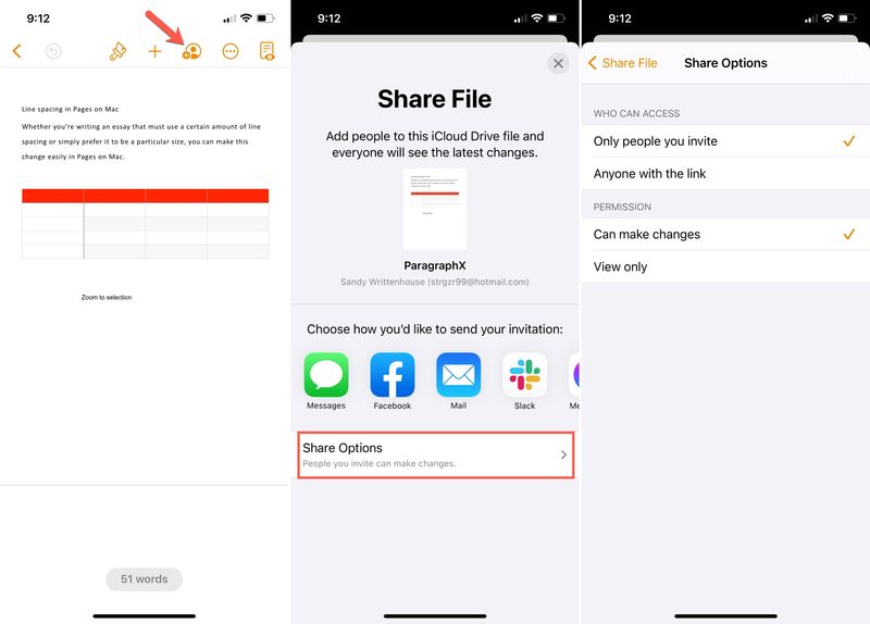 Collaborate in Pages on iPhone