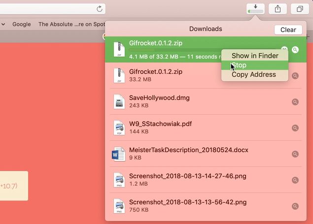 Suspendre le téléchargement de Safari sur Mac
