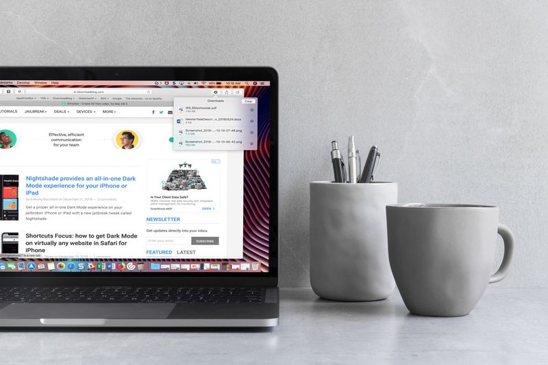 Safari avec téléchargements sur MacBook