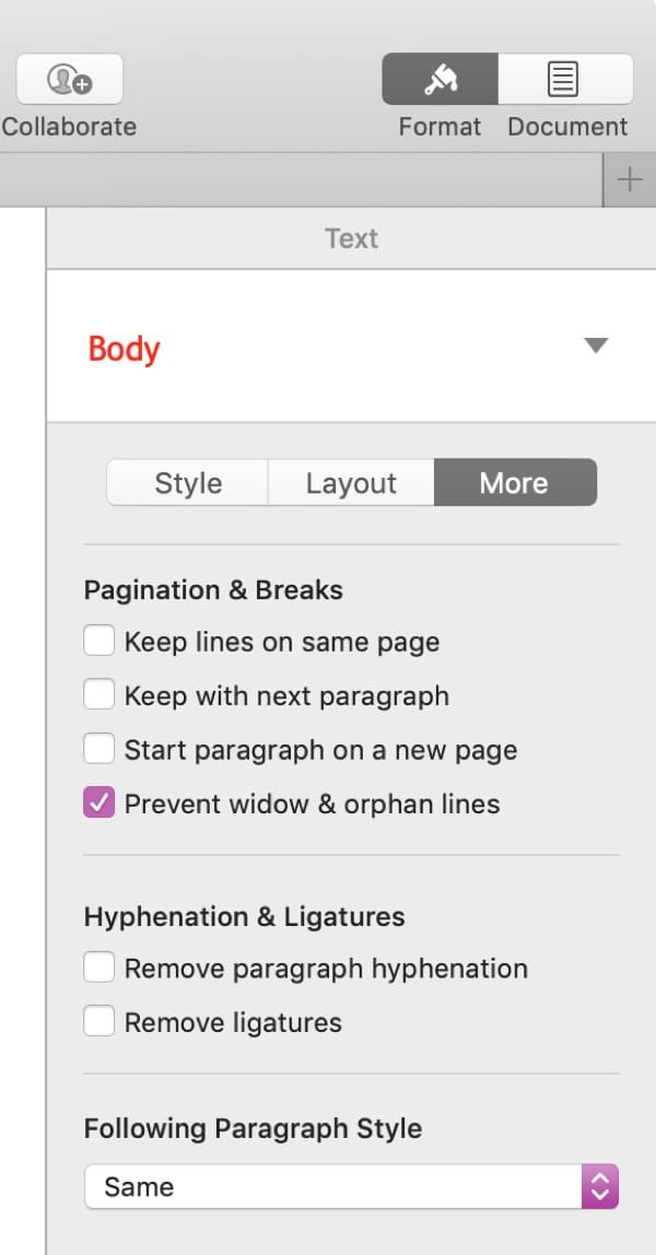 Pages de contrôle veuve orpheline Mac