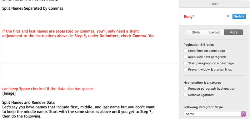 Widow Orphan Control Pages Mac Avant