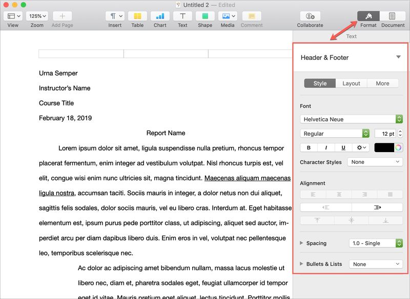 Formater les pages d