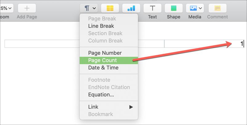 Insérer des pages de comptage de pages sur Mac