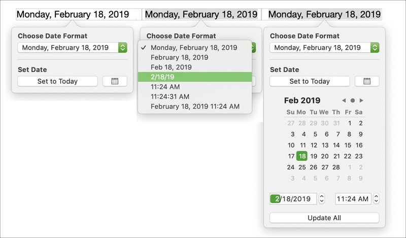 Insérer des pages de date sur Mac