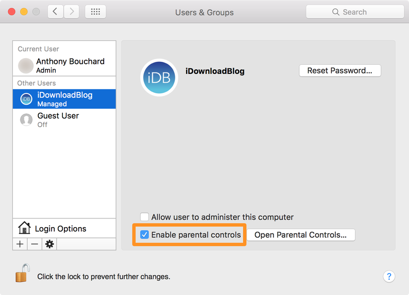 Activer le contrôle parental sur mac pour un compte standard
