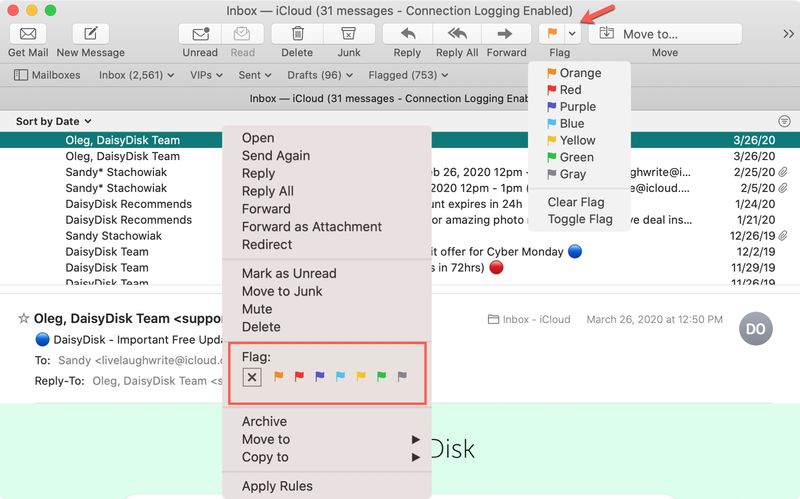 Flag Email Mac Barre d