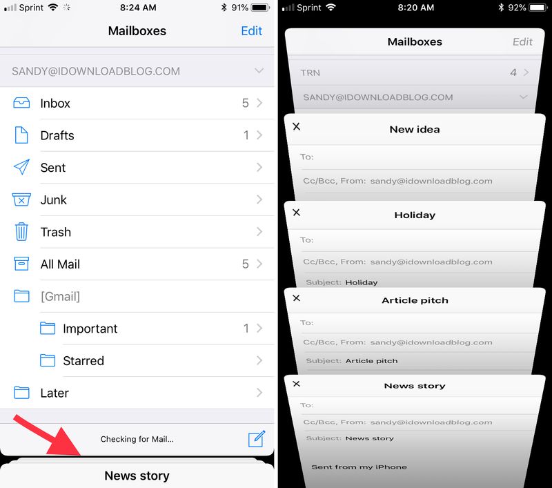 Minimize Multiple Email Drafts