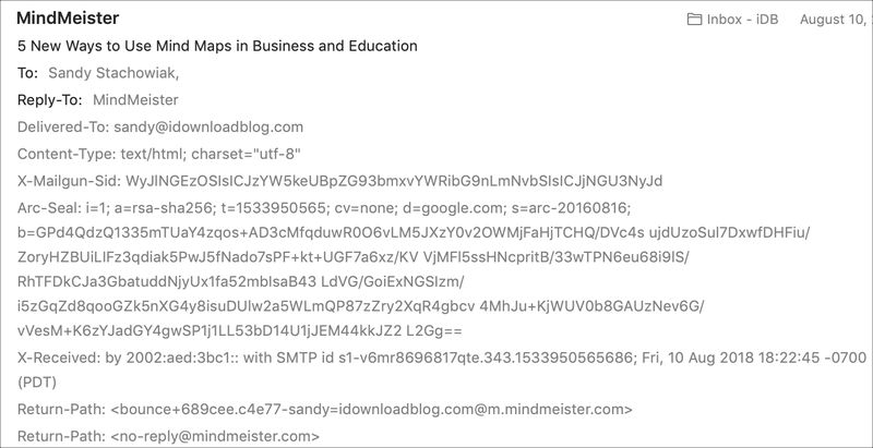 Email Header Showing All Details Mac Mail