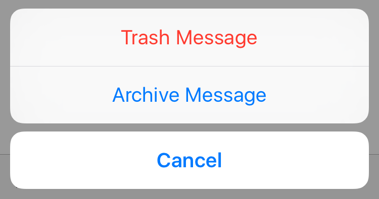 trash archive email on iPhone