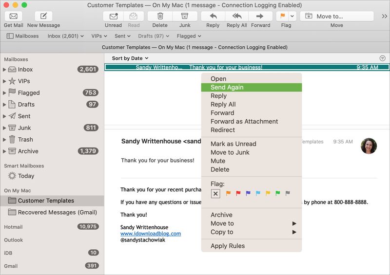 Use Email Template Send Again Mac Mail