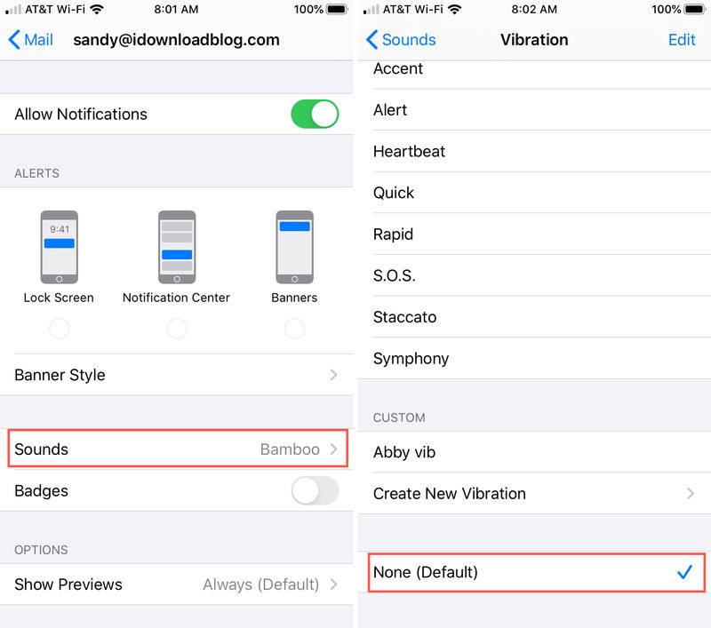 Mail Sons Vibration iPhone