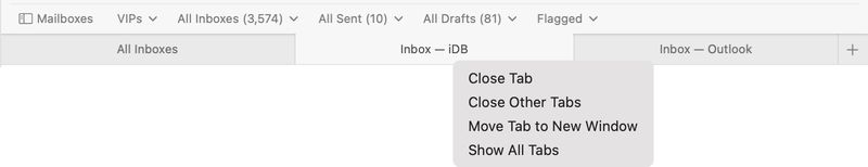 Right Click Tab Menu in Mail on Mac