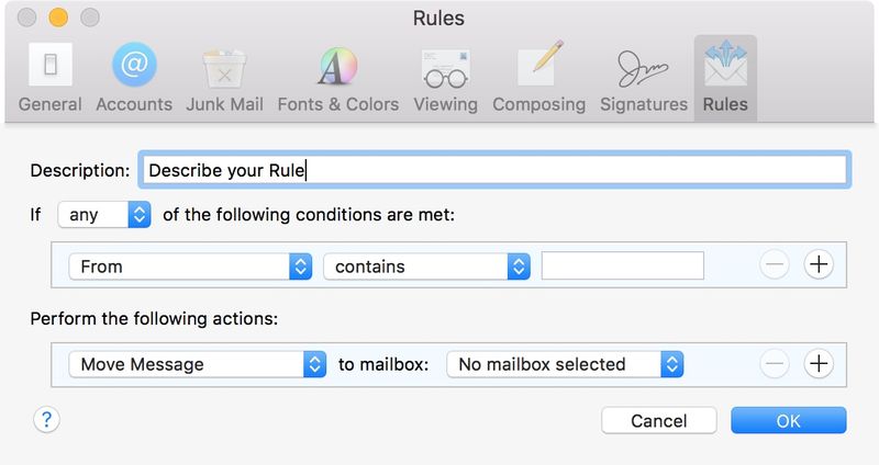Mail Rules Box