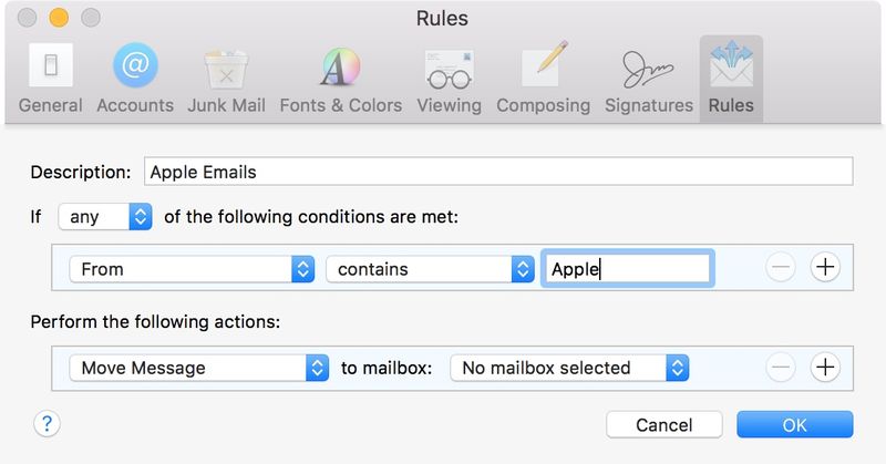 Mail Rule From Apple