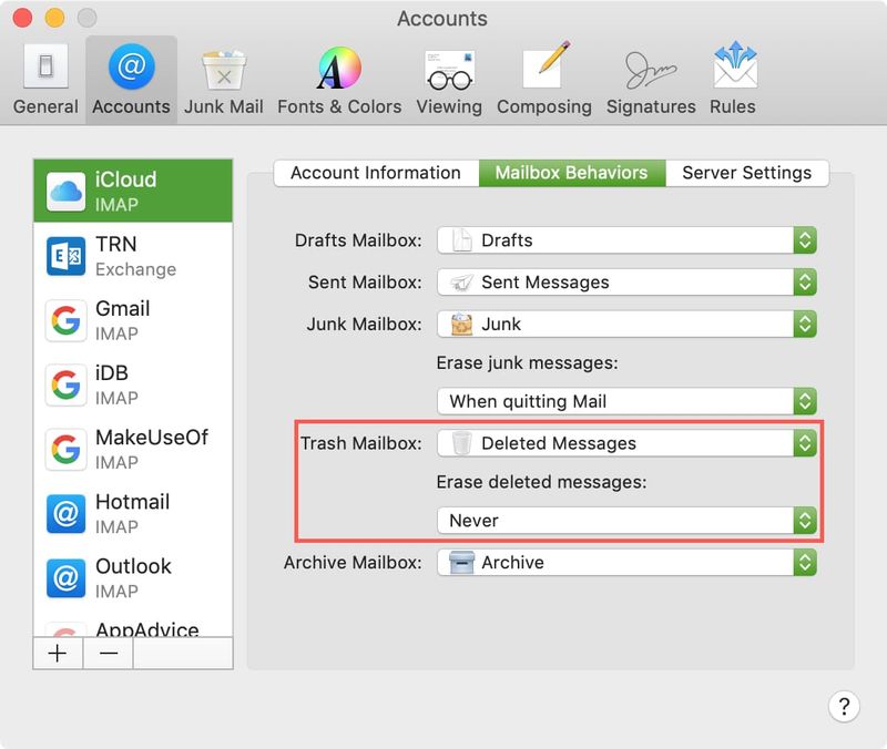 Effacer les messages de la corbeille sur Mac Mail