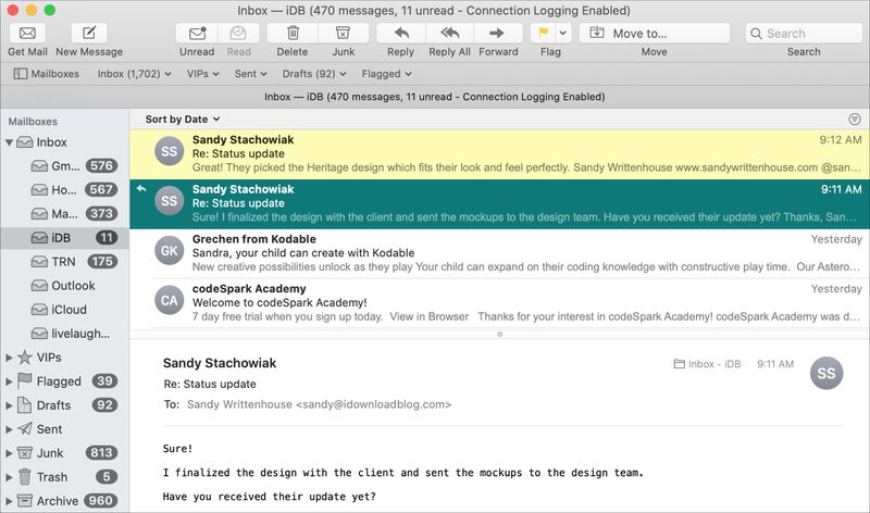 Mail highlighted conversations