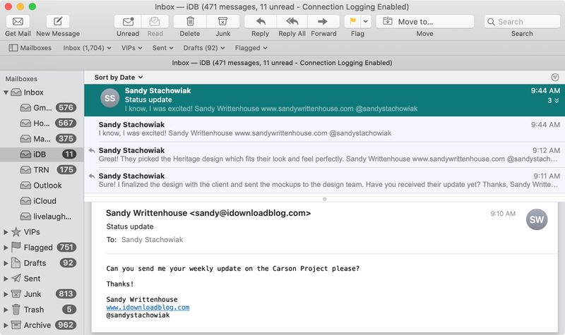 Conversations in the Mail app Mac