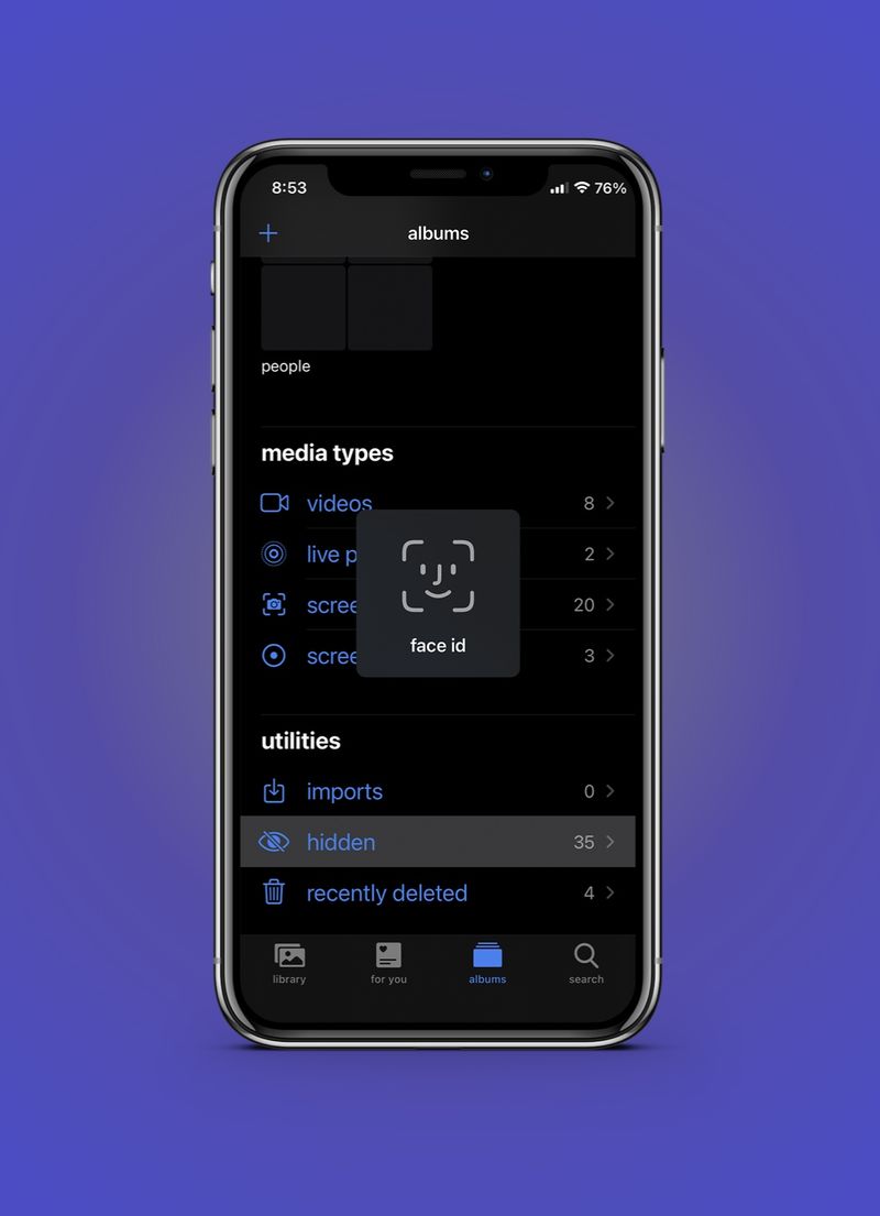 Require Face ID to enter iPhone’s Hidden album.