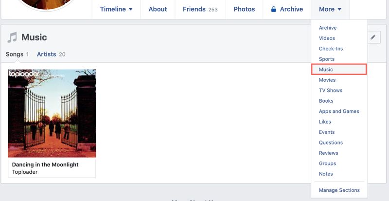 Voir la musique sur Facebook Profil Web