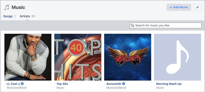 Musique sur Facebook Profil Web
